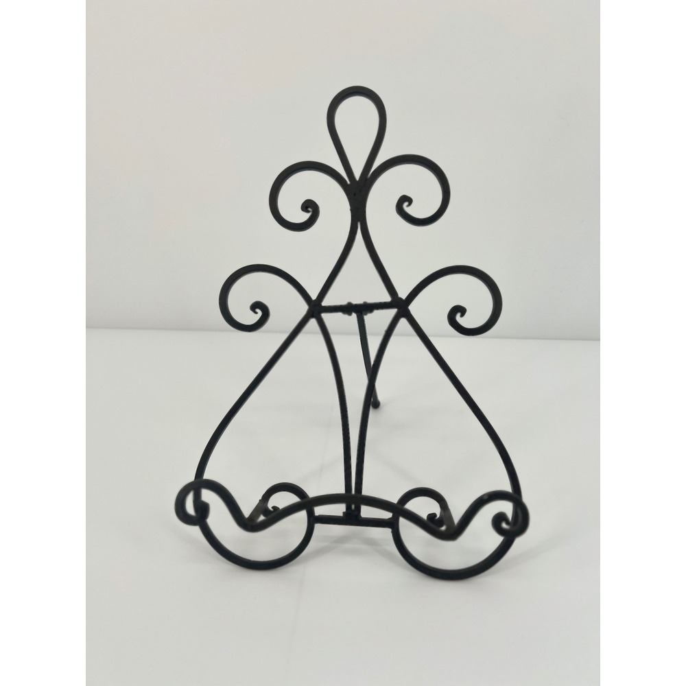Wrought Iron Scroll Display Easel Dark Brown 15" Rustic Farmhouse Cottagecore